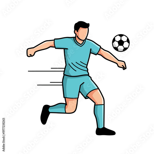 Soccer Player Kicking Ball, Dynamic Action Illustration, Sport Concept