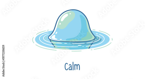 Calm water droplet, peaceful ripple effect, serene blue icon, emotional wellness symbol