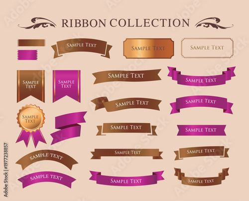 Ribbon decoration design set and antique borders and frames design
