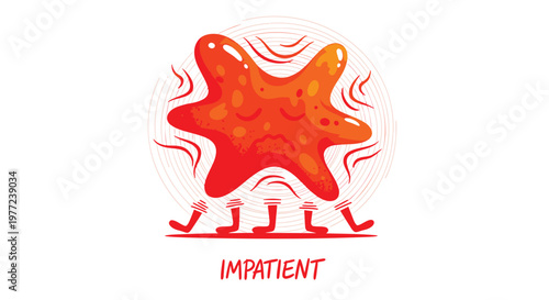 Emotional state icons, impatient emoticon, abstract logo, red vector graphics