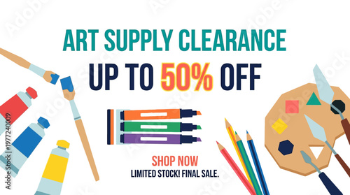 Art Supply Clearance Banner with Up to 50% Off