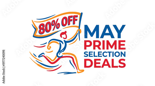 May Prime Selection Deals Advertisement with Runner and 80% Off