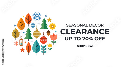Seasonal Decor Clearance Sale Banner with Festive Elements