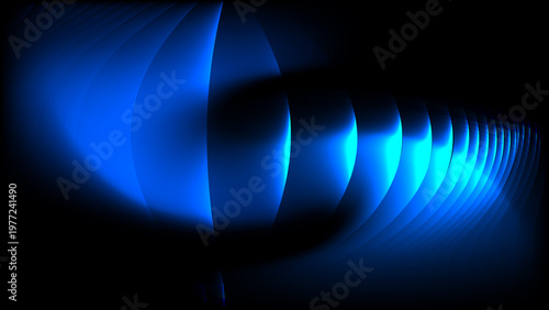 Abstract Blue Ribbed Glass Background with Vertical Wave Texture and Glossy Reflections, Modern Minimal Futuristic Digital Surface Design for Tech Visuals