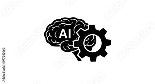 Artificial Intelligence Brain Gear Icon.