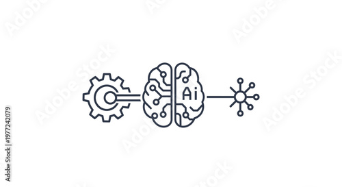 Artificial Intelligence Brain Gear Concept.