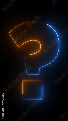 Glowing neon Question marks icon and Questioning problem concept animation.4k video icon animated.