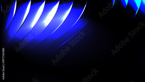 Abstract Blue Ribbed Glass Background with Vertical Wave Texture and Glossy Reflections, Modern Minimal Futuristic Digital Surface Design for Tech Visuals