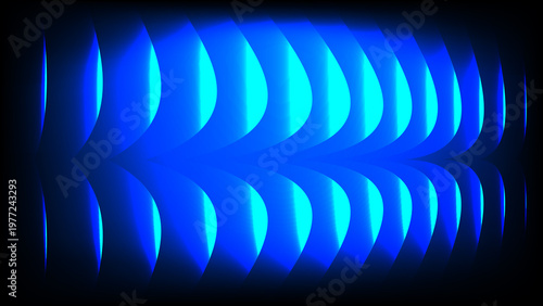 Abstract Blue Ribbed Glass Background with Vertical Wave Texture and Glossy Reflections, Modern Minimal Futuristic Digital Surface Design for Tech Visuals