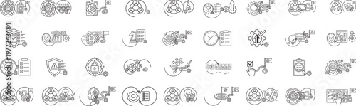 
Practices Icons Set Silhouette Collection, consistency, compliance, ethics, Containing guidelines, procedures, quality and discipline concepts.
