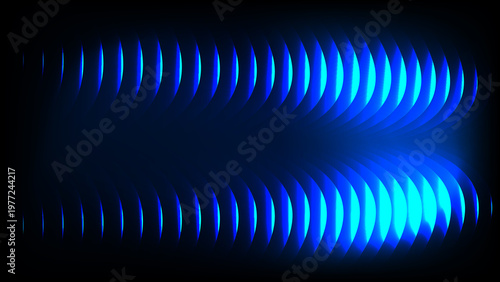 Abstract Blue Ribbed Glass Background with Vertical Wave Texture and Glossy Reflections, Modern Minimal Futuristic Digital Surface Design for Tech Visuals
