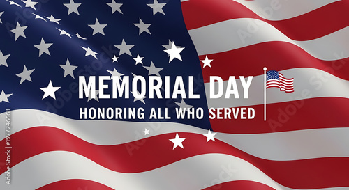 American Flag with Stars and Stripes Patriotic Illustration