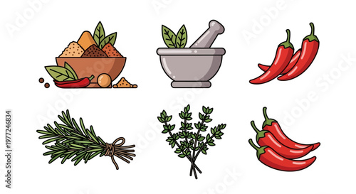 Herbs and spices in kitchen.