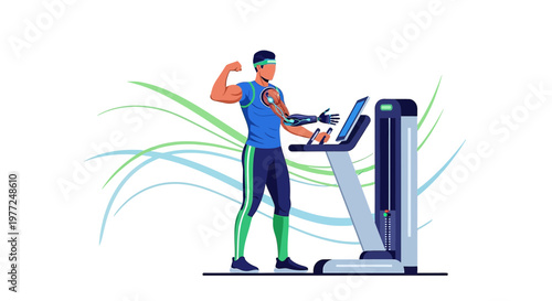 Adaptive athletic workout with robotic prosthetics achieving fitness goals in motion