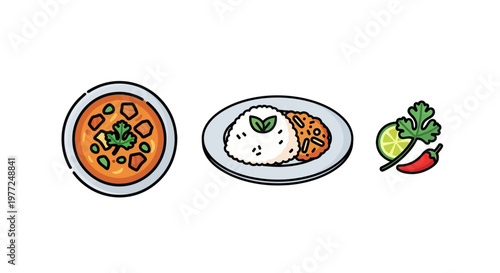 Variety of food on plates served.