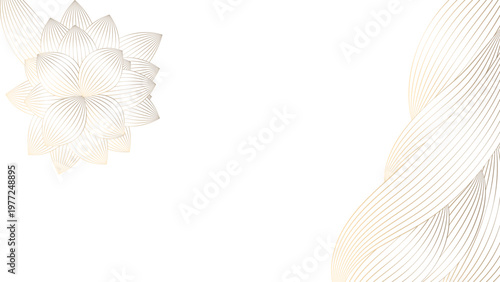 Golden line art flower and leaf design