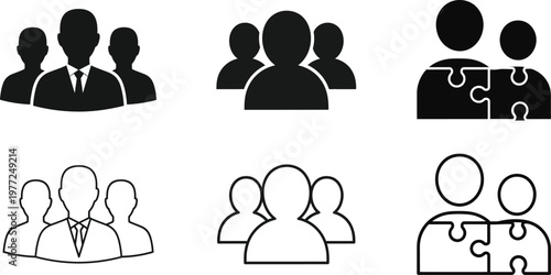 Teamwork partnership icon set Vector