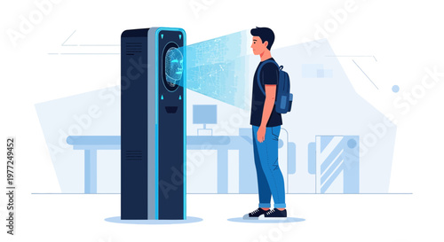Advancement in biometric technology showcasing facial recognition for security access system