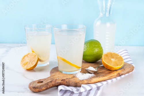 Εκτύπωση καμβά Healthy homemade Electrolyte Drink made with salt, sugar, citrus fruit (lemon and lime) juice