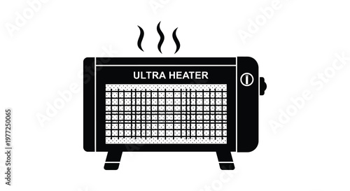 Black electric heater with ultra heater branding simple design silhouette