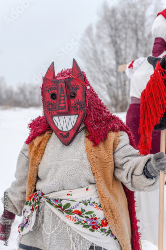 Celebration of traditional Maslenitsa with mummers