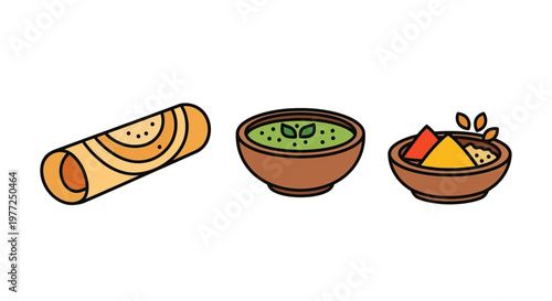 Indian food items on a table.