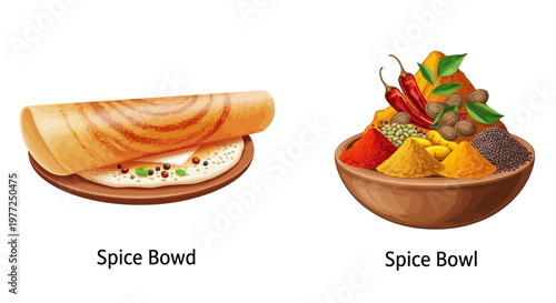 Dosa with spices and vegetables.