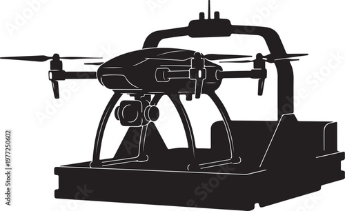 Drone, quadcopter, aerial, vector icon, black silhouette, drone design, UAV, robotics