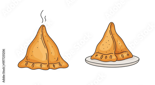 Two golden brown savory pastry puffs.