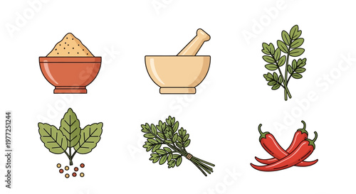 Herbs and spices in kitchen.