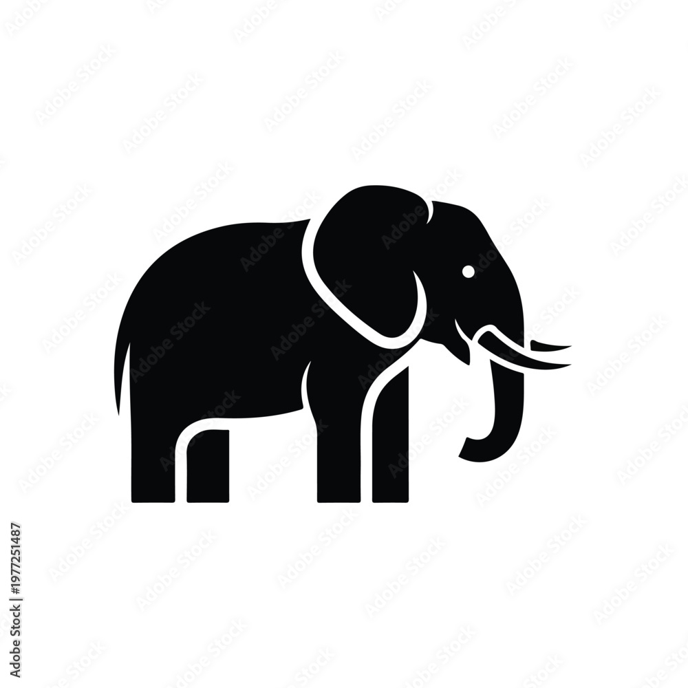 Fototapeta premium Elephant silhouette in profile for wildlife theme