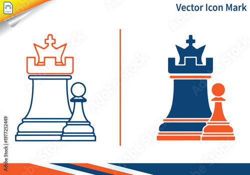 Chess king and pawn pieces for strategic competition symbol.