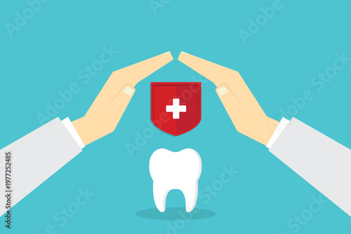 Dental Insurance Protection Concept Tooth Shield Healthcare Banner Background