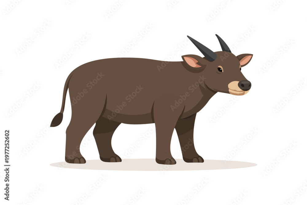 Fototapeta premium Buffalo Flat Vector Illustration Farm Animal Cartoon Isolated on White Background
