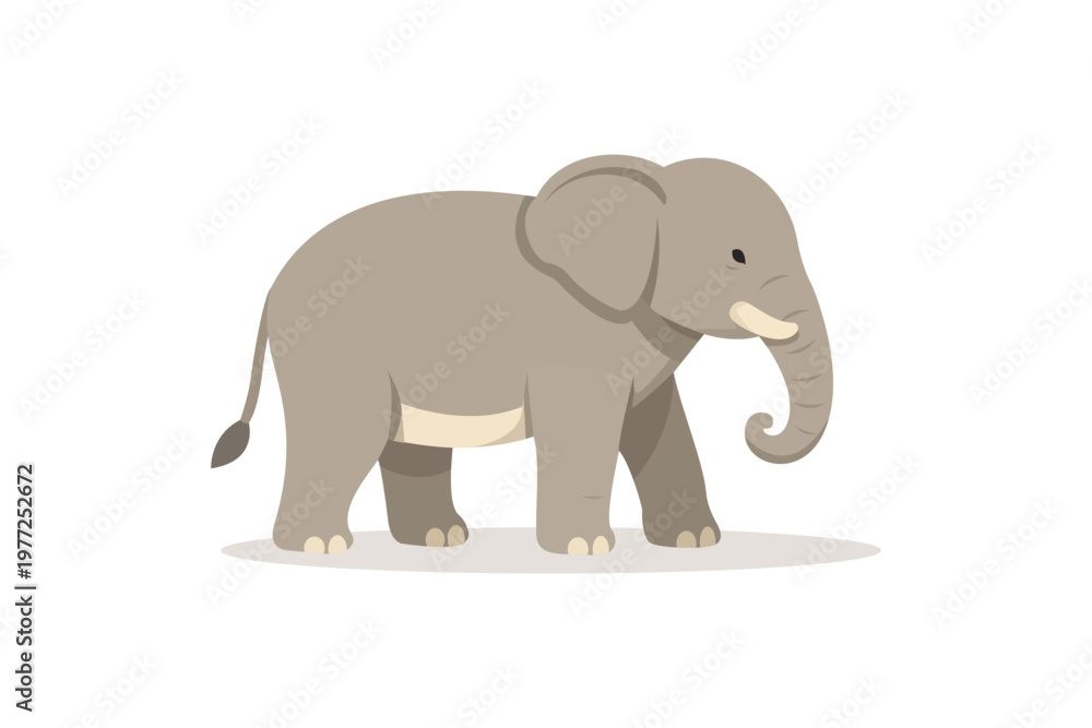 Fototapeta premium Flat Elephant Illustration Simple Cartoon Style Wildlife Animal