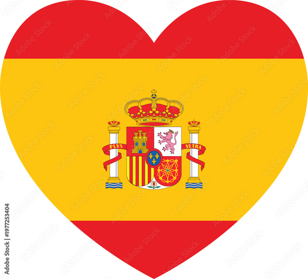 Obraz premium Spain Flag Heart – Love Spain Vector Clipart Sticker Illustration