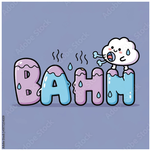 Cartoon cloud character sweating heavily.