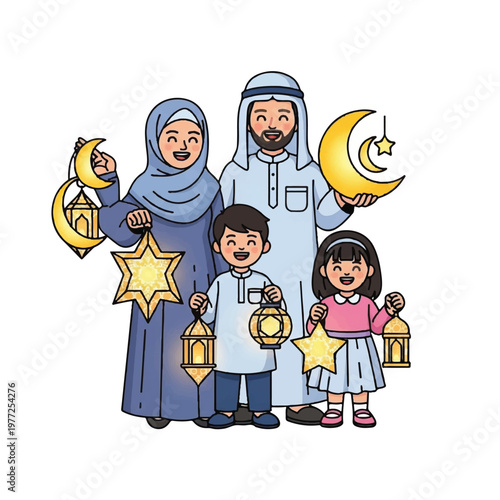 Muslim family celebrating Ramadan together 1.