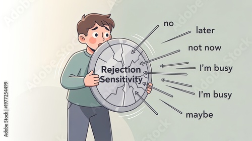 Rejection Sensitive Dysphoria Illustration - ADHD Emotional Regulation and Sensitivity Vector