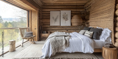  Cozy rustic bedroom with natural decor and woven 