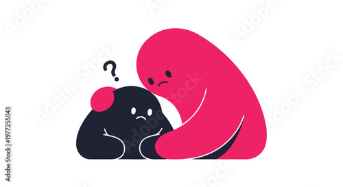 Emotional support, comforting friend, mental health, vector illustration