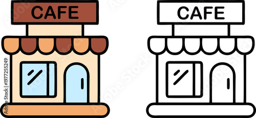 Small cafe coffee shop building facade exterior design