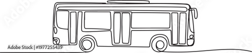Bus continuous line. Continuous one line drawing of bus. Public transportation concept. one line Icon drawing