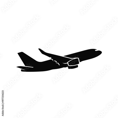 Airplane silhouette in flight with jet engine