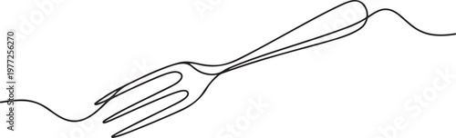 Meat fork continuous line. Continuous one line drawing meat fork. Kitchen fork concept. one line Icon drawing