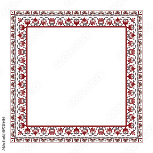 Classic square vector frame Greek palmette ornament. Antique border design is perfect for wedding invitations, certificates, elegant heritage branding. emplate for design, greeting card. Vintage