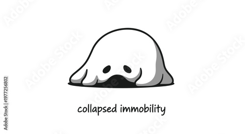 Cute seal, cartoon animal, collapsed immobility, black and white vector, illustration