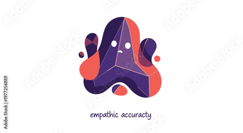 Abstract emoticon, empathic accuracy icon, purple orange illustration, emotive symbol