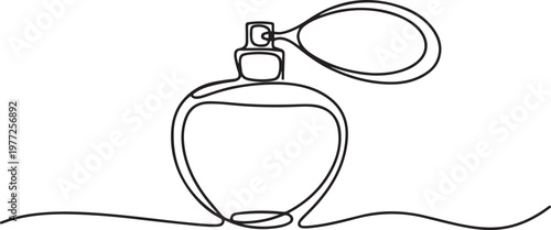 Perfume bottle outline drawing illustration. Continuous line draw of fresh aroma vector. one line Icon drawing