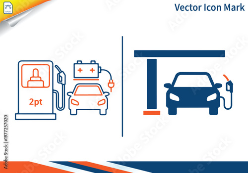 Car charging and fueling station vector icon mark illustration.